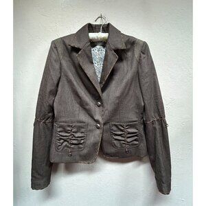 Stephanie Schaieh Womens Size 10 Wool Blend Astor Ladies Blazer Jacket Brown